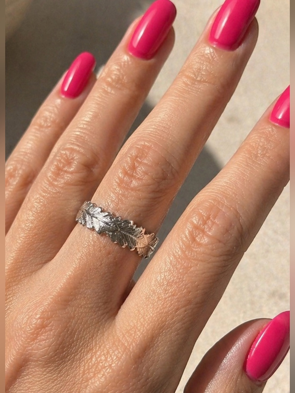 Vintage Avon Silver Tone Leaf Band Ring Nature Inspired Adjustable Style